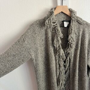 Ralph Lauren Gray Cardigan with Fringe Detail